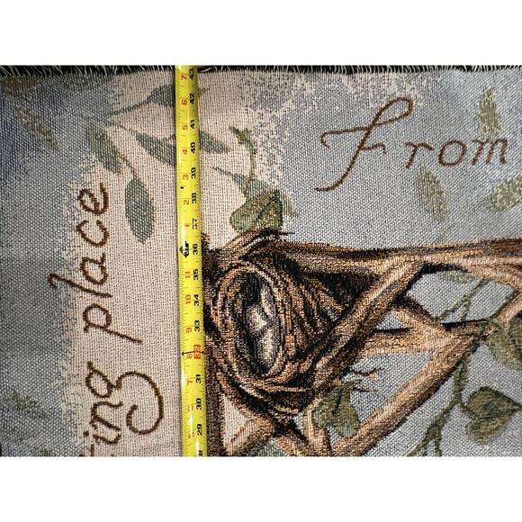 Birdhouse tapestry blanket, woven, fringe throw, garden trellis X Large 52" 68" - Picture 7 of 7